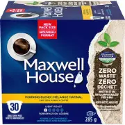 Maxwell House Morning Blend Coffee 100% Compostable Pods, 30 Pods,