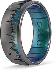 [Enso Rings] Etched Classic Silicone Rings - Comfortable and Flexible Design - 8mm Wide, 2.16 Thick