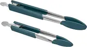 Rachael Ray Lil' Huggers Dishwasher Safe Lazy Locking Cooking Tongs/Salad Serving Tools/Multi Purpose - 2 Piece, Marine Blue