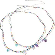 [Kopida] Colorful Bohemian Waist Chain Retro Sexy Waist Jewelry Beach Body Jewelry Double-layer Bead Chain with Flower Charm Bikini Waist Link, fits most, Non-Precious Metal, No Gemstone