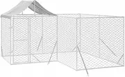 Dog Kennel Outdoor, Outside Kennel with Door & Roof, Lockable Latch System Dog Pen Dog Fence Outdoor Dog Enclosure Dog Exercise Pen for Small/Medium Dogs, Silver 4x4x2.5 m