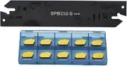 SPB332-S/SPB32-3 Parting Blade with 10 pcs GTN-3 Carbide Inserts Parting Grooving Cut-Off Tool Set, Slotted Tool