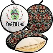 Hiceeden 3 Pack 12" Tortilla Warmer Pouch, Insulated Cloth Taco Warmer for Taco Tuesday, Two Sides Keep Food Warm for Mexican Party, Microwave Safe