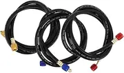 SOLUSTRE Universal Fit Car Air Conditioner Repair Kit 3pcs Manifold Gauge Hoses Alloy Rubber Easy to Install for and Charging Hoses