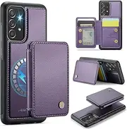 [ELEPIK] for Samsung Galaxy A13 5G Case, Removable Magnetic Wallet Case with Card Holder, Kickstand, [Compatible with MagSafe][RFID Blocking] with Wireless Charging for Galaxy A13 5G Case, Purple