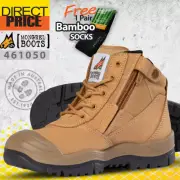 Mongrel Work Boots 461050 Side Zip Safety Steel Toe Wheat Scuff Cap Shoes Bump