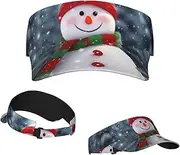 [RLDOBOFE] Sun Visor Hat Adjustable Empty Top Baseball Cap Merry Christmas with Happy Snowman Sun Hats for Women Men Sunscreen Visor Caps Summer Beach Sports Hats Black, Black, One Size