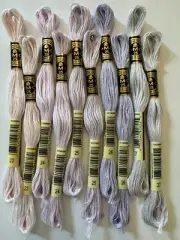 DMC Cotton Embroidery Floss Thread~Lot of 10 Skeins~Pastel Shades
