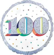 Anagram Standard Holographic Here's to Your Birthday 100 S55 Foil Balloon, 45 cm Size