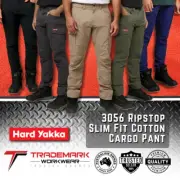 Hard Yakka Mens 3056 Slim Fit Cotton Cargo Work Pants (Y02255) 72-102 RRP$109.95