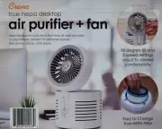 Crane True-Hepa Desktop Air Purifier + Fan - UVC Light and HEPA Filtration