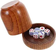 TOBBOMEY Solid Wood Dice Rolling Cups 1 Color Cup 5 Dice for KTV Game Night Easy to Shake
