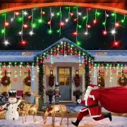 PgUp 124FT 1200 LED Christmas Lights Decoration Outdoor, Red+Green+White Chri...