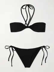 [Lisa Marie Fernandez] Lisa Marie Fernandez - + Net Sustain Gathered Crepe Halterneck Bikini - Black - 3 3 Black