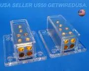 PAIR OF, 1 IN 4 OUT POWER GROUND DISTRIBUTION BLOCKS 4 GAUGE 8 AWG CAR AUDIO