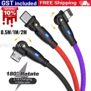 Charging Cable USB A To USB C/Micro USB/ For iPhone Samsung Data Charger Cord 2M