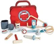 Tender Leaf Toys Doctor's Bag - Wooden Pretend Play Medical Kit for Children Practice Roleplay and Early Learning Development