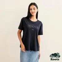 在飛比找momo購物網優惠-【Roots】Roots女裝-舒適生活系列 海狸文字有機棉短