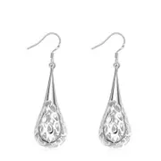 925 Sterling Silver Filled Filigree Teardrop Drop Dangle Earrings