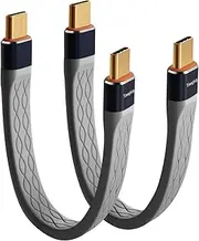 YoungSelly 2Pack Male to Male 0.4Ft USB C Flex Adapter, Compatible with Thunderbolt 4/3, USB4/3, Support 240W Fast Charging, 8K Display, 40Gbps Data Transfer。
