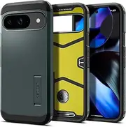 [Spigen] Tough Armor for Google Pixel 9/9 Pro Case, TPU Body PC Back Extreme Impact Foam Technology, Heavy Duty Shock Absorption Raised Edge Hard Kickstand Cover - Abyss Green