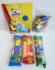 THE SIMPSONS PEZ 3 Dispensers Homer Bart Maggie Wind Ups Movie Burger King NEW