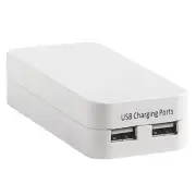 HPM TWIN 2.1A USB CHARGER ADAPTOR w/ 1.5 Lead Overload Protection White