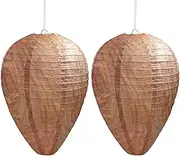 DECYOOL 2 Pack Paper Wasp Nest Decoy Hanging Wasp Nest Stay Away from Wasps Hornets Yellow Jackets(Dark Brown)
