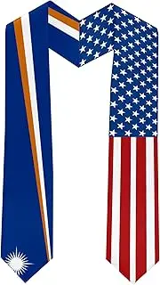 [Ruchikaj] 2025 The Marshall Islands Flag and USA Flag Graduation Stole Graduation Sash for International Student (Baccalaureate Gown and Hat Not Included), The Marshall Islands and Usa