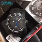 TISSOT 天梭 T-SPORT 賽車競速機械男錶-全黑X碳纖維表面 T100.430.37.201.00