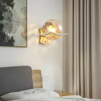 在飛比找樂天市場購物網優惠-北歐創意LED臥室床頭燈墻壁燈后現代簡約客廳過道圓球玻璃藝術
