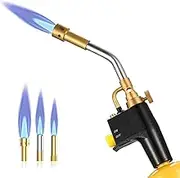 High Intensity Propane Torch with Self Ignition, Trigger Start Gas Torch, 3 Nozzles & Flame Adjust Knob, Compatible with Propane/Mapp/Map Gas for Soldering and Barbecue