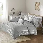 Intelligent Design ID10-1245 Raina Comforter Set, Grey/Silver, King/Cal King