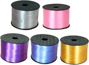 PERSELOSO 5Rolls Colorful Balloon Ribbons Decorative String for Present Wrapping Wedding and Party Supplies Purple Navy Blue Silver Pink for Crafting and Celebrations