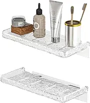 LABUBU 2 Piece Shower Organizer, Wall Floating Shelf, Clear Wall Mounted Organizer for Bathroom Storage and moreAcrylic No Drill Wall Mount Adhesive Shelf