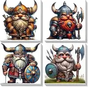 EOBROMD 4 Pack Gnome Paint by Numbers for Adults Beginners Children with Frame, DIY Acrylic Painting by Numbers, Kids Paint by Numbers Canvas Kits for Home Wall Decor 8x8 inch