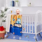 Brandream Crib Bedding Set for Boys Construction Digger Nursery Bedding Collection 3Pcs Cotton Baby Blanket, Crib Sheet, Crib Skirt