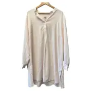 New Cream Linen Sheath Dress Lined ANNE KLEIN Puffy Long Sleeves Plus Size 3X