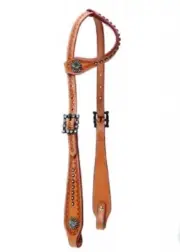Western Natural Leather Stone Studded One Ear Style Headstall