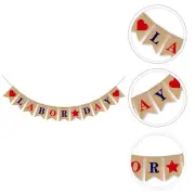 Burlap Party Banner Labor Day Sign Labor Day Banner Bunting Banner