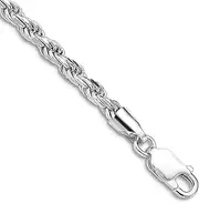 [JewelryWeb] 925 Sterling Silver Rhodium Plated 3mm Sparkle Cut Rope Chain Bracelet Link-Bracelet for Women and Men