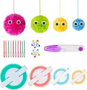 Pom Pom Maker, 4 Sizes Pompom Maker Tool Set for Fluff Ball Weave DIY Wool Yarn