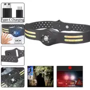 Silicone+ABS USB Rechargeable Headlight Torch Work Light Bar Head Band Lamp