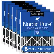 Nordic Pure 20x20x4 (3 5/8) Pleated Air Filter MERV 12 Plus Carbon 6 Pack