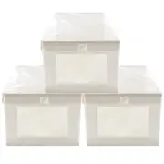 3Pcs Clothes Storage Boxes Clear Clothes Storage Bins Wardrobe Storage Organizer