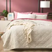 Renee Taylor Attwood Vintage Stone Washed Cotton Quilted Coverlet set Dove