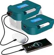 2 Pack Makita Battery USB Adapter, Holders for Makita 18V LXT Battery Charger, USB-A&USB-C 2.1A Fast Charge Ports Power Wheel Adapter