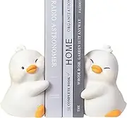 Duck Animal Bookends - Cute Ducks Hugging Bookends Resin Book Stopper Bookshelf Stopper for Students Textbook Puchen