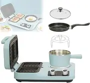 4 in 1 Breakfast Machine, Multifunctional Sandwich Machine Bake Fry Boil Steamer Integrated, Easy Clean with Non-Stick Frying Pan, 304 Stainless Steel Cooking Pot, Dual Zone Toastie Maker.