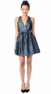 Parker Gunmetal Claudette Bow Waist Cocktail Party Dress NWT! M Medium